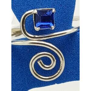 Sexy Blue Crystal Rhinestone Toe Ring Adjustable Size Sterling Silver Gift Boxed
